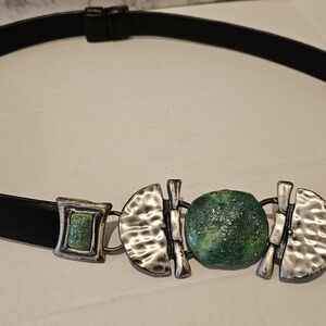 Chico's Black Adjustable Belt, Genuine Split Leather, Artsy Boho Small